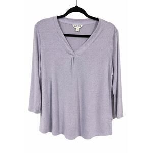 Orvis Womens Medium Lavender Heather V Neck 3/4 Sleeve Tunic Top Travel Casual